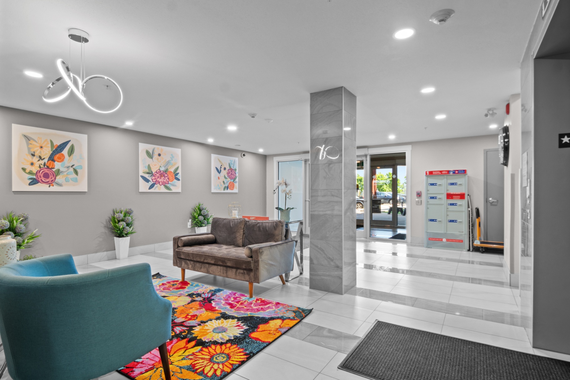 Bright lobby interior in a Richlane built building