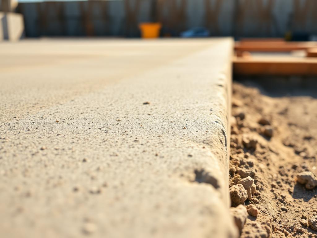 Macro shot of poured concrete slab edge